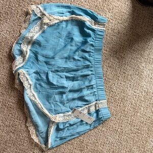Urban Outfitters Blue Lace-Trim Sleep Shorts - Women Intimates